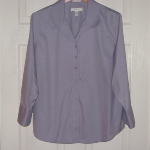 Chico's No Iron 3 XL Lavender Effortless 3/4 Slv Cotton Hidden Button Excellent - Picture 1 of 11